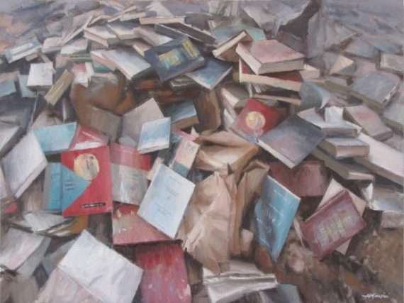 1351,-Montagna-di-libri,-2011,-olio-su-tela-70x100