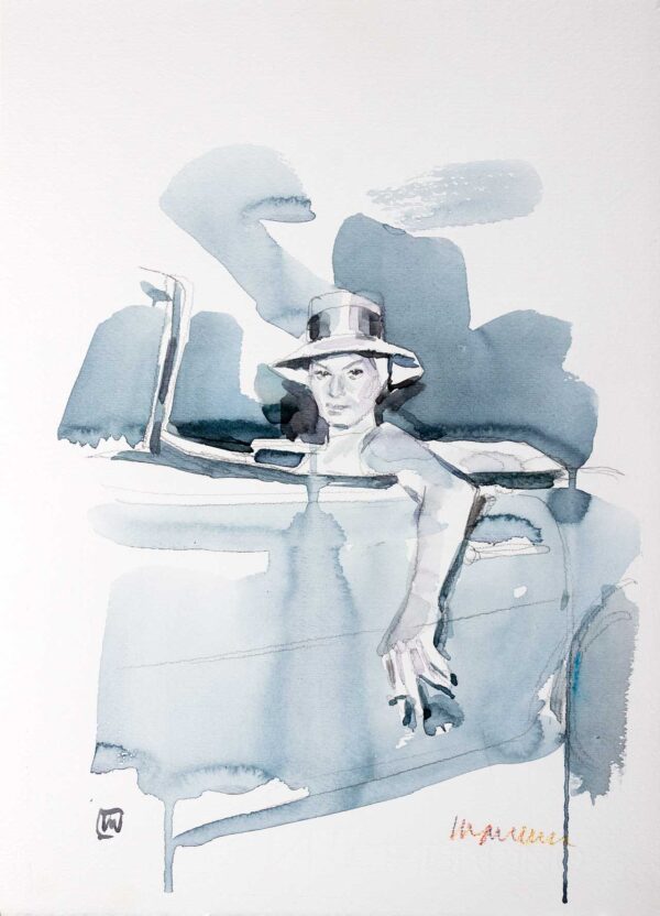 Andrea Mancini Anita’s Car Acquerello 25x35
