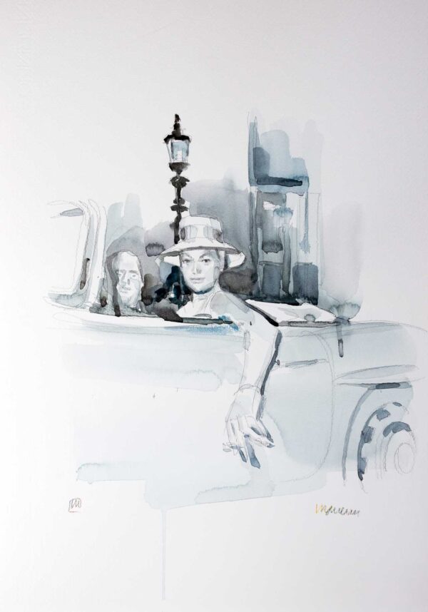 Andrea Mancini Anita’s Car Acquerello 50x35