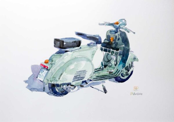 Andrea Mancini Vespa Acquerello 35x50