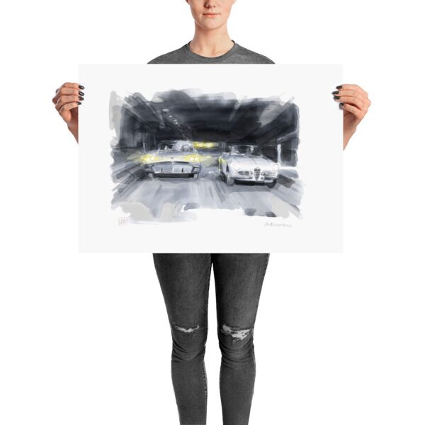 Cars racing at night Poster