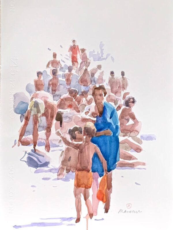 Andrea Mancini Bagnanti Acquerello 50x35