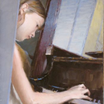 Andrea Mancini, Al piano, 2011 olio su tela 60x50