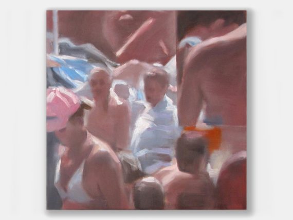 Andrea Mancini 01543 Bagnanti, olio su tela 30x30 cm