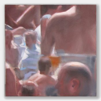 Andrea Mancini 01544 Bagnanti, olio su tela 30x30 cm