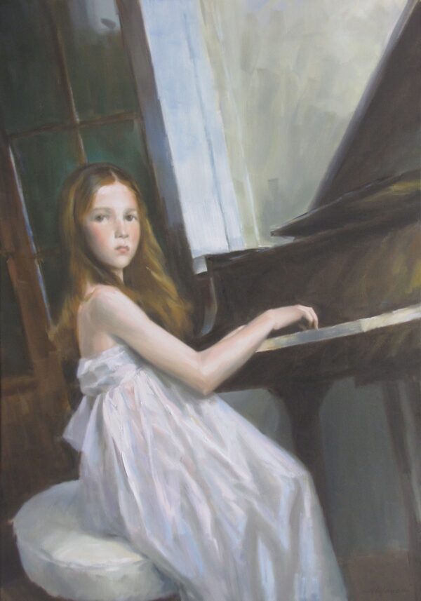1350, al piano, olio, 100x70